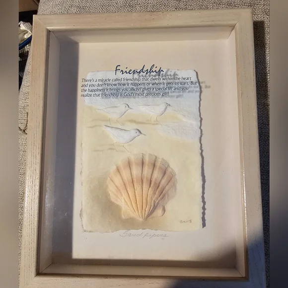 Vtg Figi Graphics Sand Piper Handmade Paper Shadow Box WS Seashell Beach FRIENDS - Picture 1 of 12